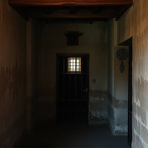 Cell in the old prison in Stone Town, Zanzibar, reflecting Swahili architecture.